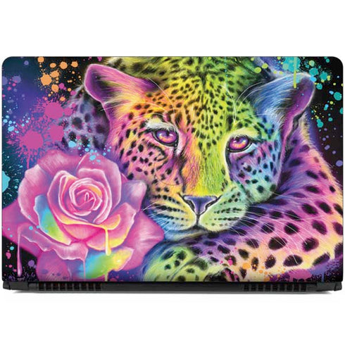 Neon Rainbow Cheetah with Rose by Sheena Pike Dell Inspiron Skin
